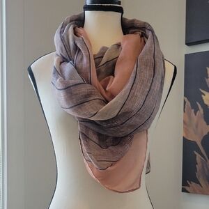 Lightweight Blush & Taupe Striped Fashion Scarf